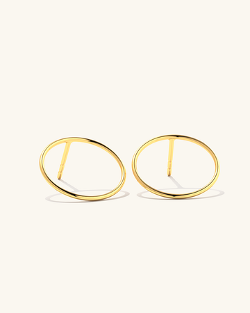 Stylish gold vermeil large earring studs for a trendy look.