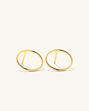Pair of small gold vermeil Cici circle stud earrings - featuring delicate circular design, crafted with high-quality materials for an elegant and timeless look.