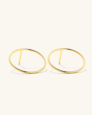 Stylish gold vermeil large hoop earring studs for a trendy look.