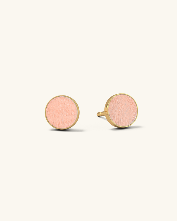 VIBE WOOD STUD EARRINGS・PEACH PINK