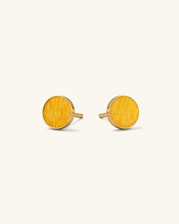 Cosmic earrings - Handmade birch wood and sterling silver earring studs with yellow birch wood interior, plated with 24k gold.