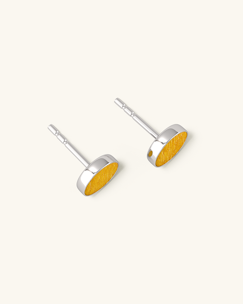 Cosmic earrings - Handmade birch wood and sterling silver earrings with yellow birch wood interior, plated with platinum.