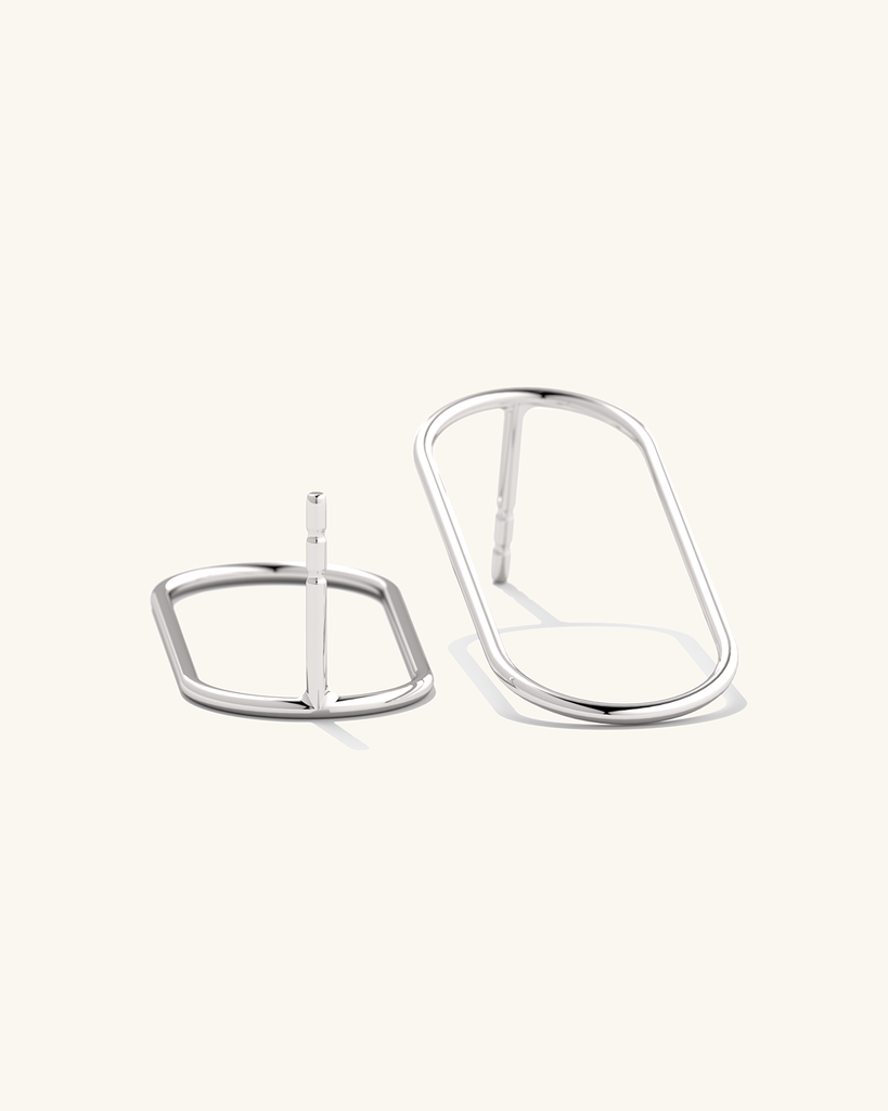 Oval 925 hõbedast kõrvarõngad plaatinaga kaetud.