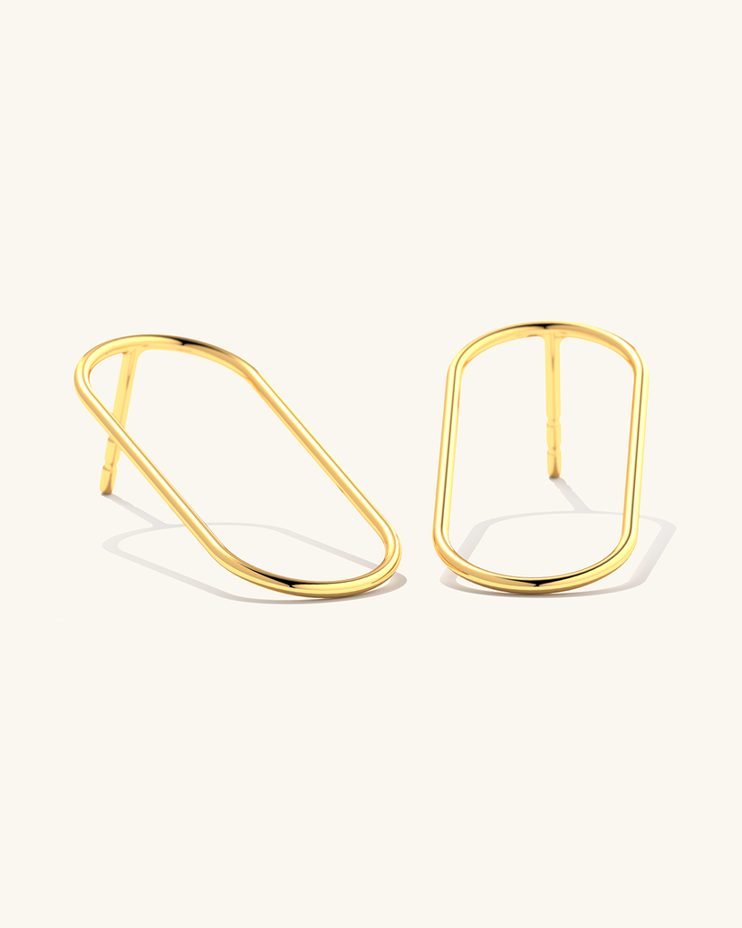 Oval 24k kuld vermeil kõrvarõngad.