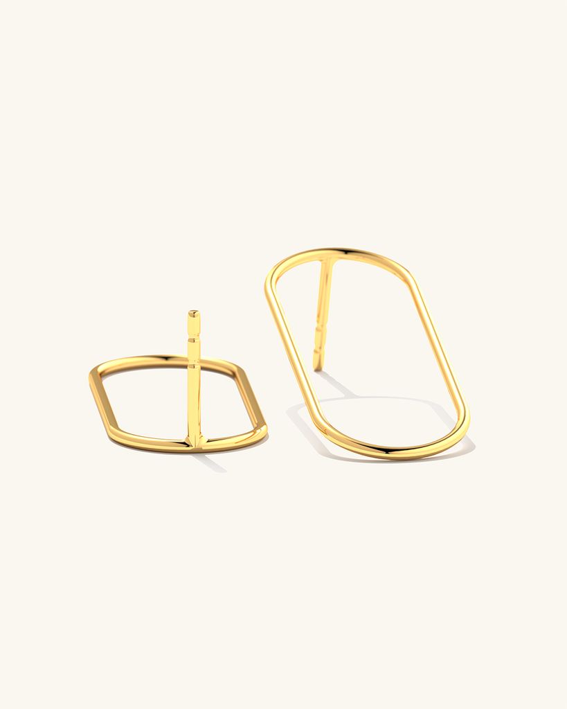 Oval Sterling Silver Earring Studs with 24k gold plating.