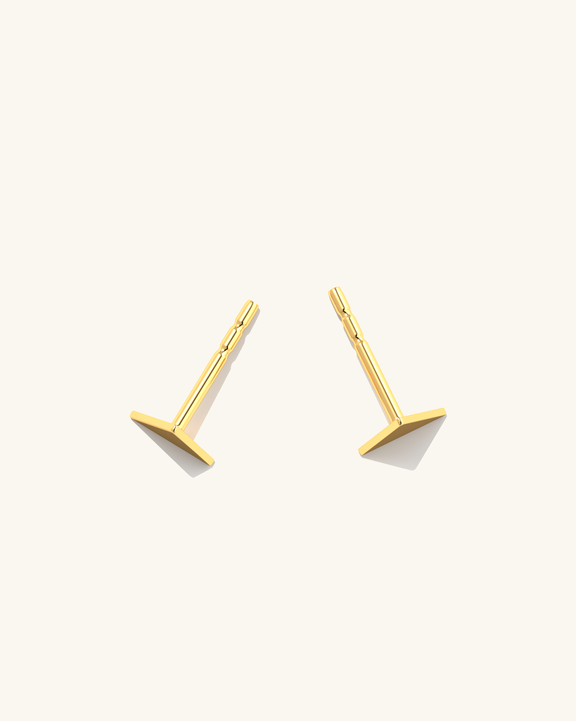 Gold Vermeil small triangle earring studs.