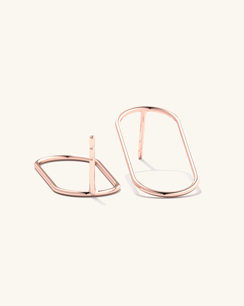 Oval sterling hõbedast kõrvarõngad 18k roosa kuld kattekihiga.