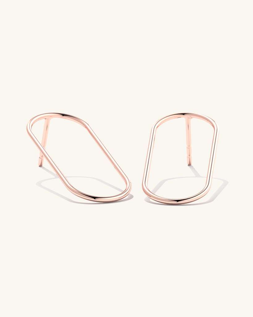 Oval roosa kuld vermeil kõrvarõngad.