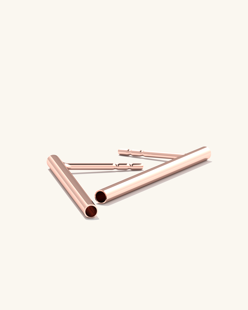 Roosa kuld vermeil, elegantsed torukujulised Tube kõrvarõngad.