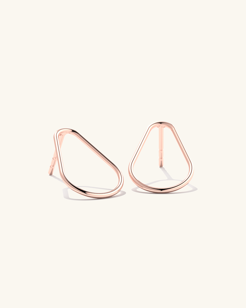 Drop Sterling Silver Earring Studs with 18k rose gold plating.